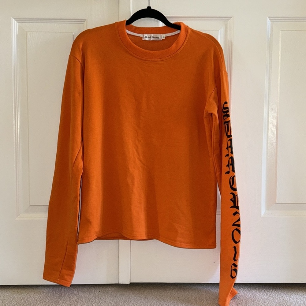 NWOT UO Orange Long Sleeve Shirt with Lettering